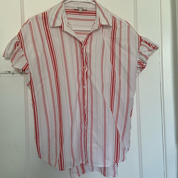 Madewell Central Ruffle Sleeve Shirt Stripe S - Picture 4 of 7